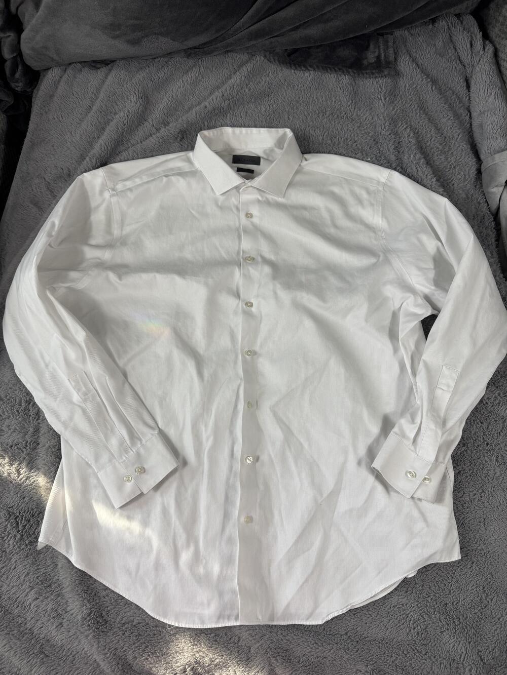 Calvin Klein Dress Shirt Mens 16 White Slim Fit Non Iron Twill LS Business